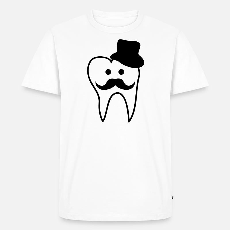 Zahnmoustache - Männer Premium Bio T-Shirt - Weiß