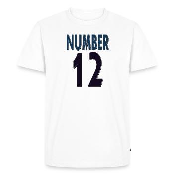Numéro 12 le nombre 12 J’ai 12 ans naissance - T-shirt Premium bio Homme - blanc - Devant - Nico (187cm)