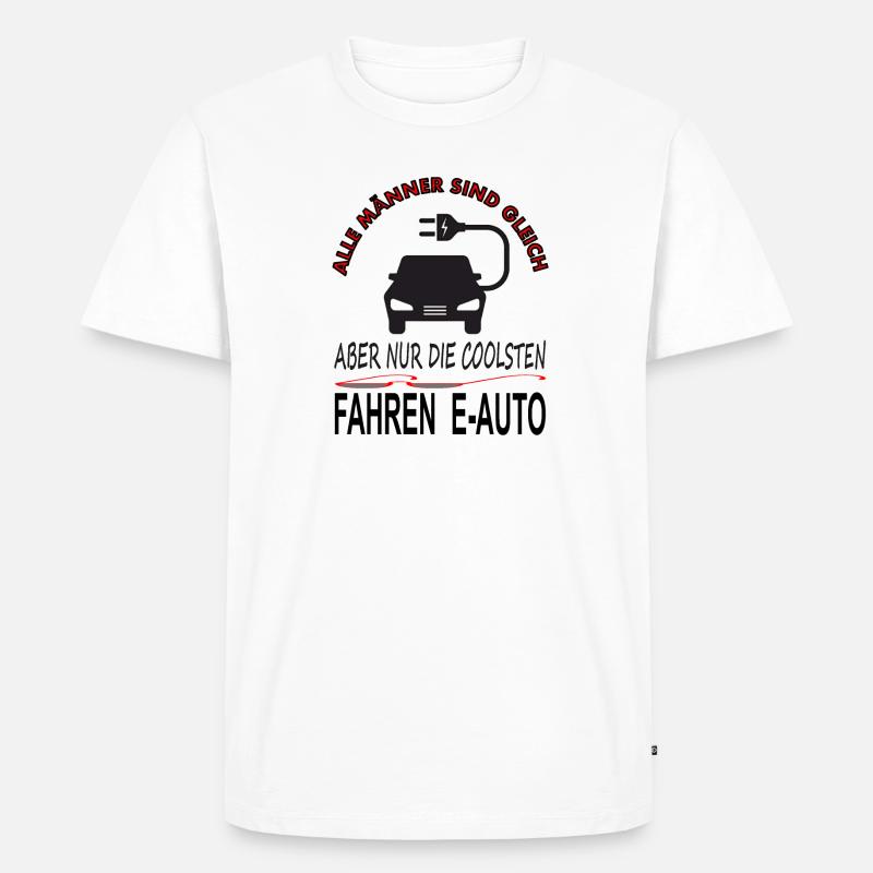 E-Auto fahren Elektroauto Autofahrer Geschenkidee - Männer Premium Bio T-Shirt - Weiß