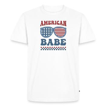 4 juillet American Babe Rétro Patriotique - T-shirt Premium bio Homme - blanc - Devant - Nico (187cm)