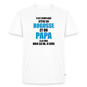 c'est compliqué d'être un bogosse et un papa - T-shirt Premium bio Homme - blanc - Devant - Nico (187cm)