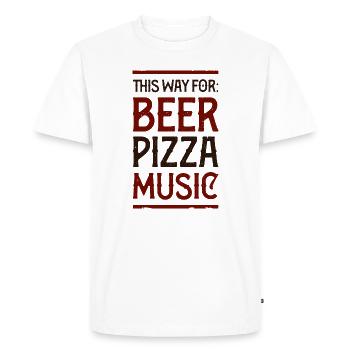 BPM = BEER PIZZA MUSIC - Men's Premium Organic T-Shirt - white - Front - Nico (187cm)