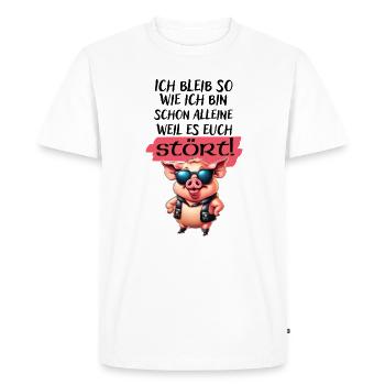 Je reste comme je dis une déclaration drôle - T-shirt Premium bio Homme - blanc - Devant - Nico (187cm)