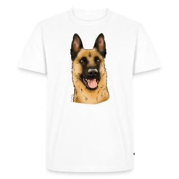 Tête de malinois (pour textiles clairs) - T-shirt Premium bio Homme - blanc - Devant - Nico (187cm)