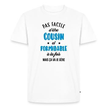 Cousin - Cousine - Famille - Naissance - Bébé - Men's Premium Organic T-Shirt - white - Front - Nico (187cm)