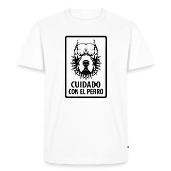 cuidado con el Perro - Men's Premium Organic T-Shirt - white - Front - Nico (187cm)