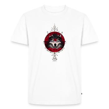 Merveilleux loup avec des fleurs. - T-shirt Premium bio Homme - blanc - Devant - Nico (187cm)