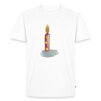 Bougie d’anniversaire dessinée à la main avec des étoiles - T-shirt Premium bio Homme - blanc - Devant - Nico (187cm)