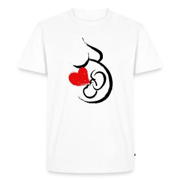 Bébé Ventre Coeur Bébé Grossesse Grossesse Maman - T-shirt Premium bio Homme - blanc - Devant - Nico (187cm)