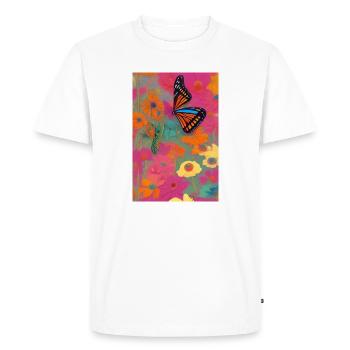 Fleurs et papillon - T-shirt Premium bio Homme - blanc - Devant - Nico (187cm)
