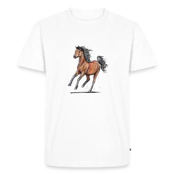 Galop de cheval brun - T-shirt Premium bio Homme - blanc - Devant - Nico (187cm)