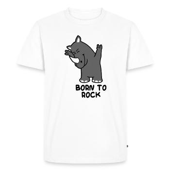 Born to Rock Rhinocéros - T-shirt Premium bio Homme - blanc - Devant - Nico (187cm)