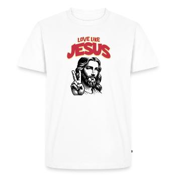 Aimer comme Jésus Visage classique de Jésus - T-shirt Premium bio Homme - blanc - Devant - Nico (187cm)