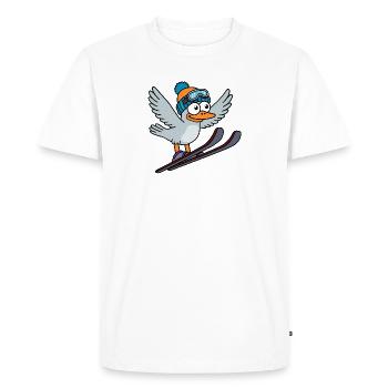 Hiver Seagull Ski Hat Bonnet Ski Saut Vol Montagne - T-shirt Premium bio Homme - blanc - Devant - Nico (187cm)