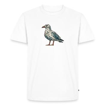 Moin Comic Nordsee Hamburg Polygon Seagull Bird Pier - Men's Premium Organic T-Shirt - white - Front - Nico (187cm)