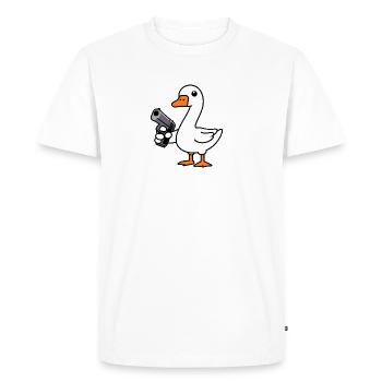 White Goose Duck Duckling Gun Attack Defense - Men's Premium Organic T-Shirt - white - Front - Nico (187cm)