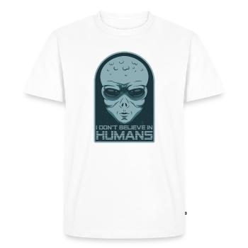 Cosmic Alien with Sunglasses and Moon - Men's Premium Organic T-Shirt - white - Front - Nico (187cm)