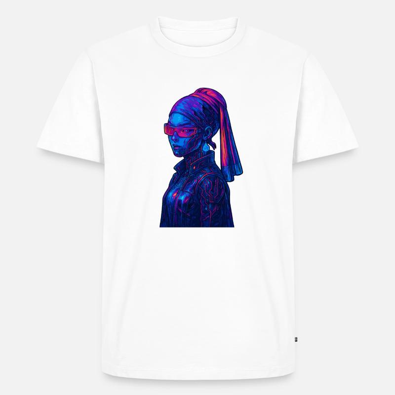 Cyberpunk mit Perle - Männer Premium Bio T-Shirt - Weiß