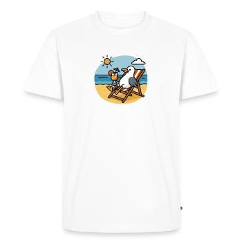 Moin Mer du Nord Seagull Cocktail Plage Chaise longue - T-shirt Premium bio Homme - blanc - Devant - Nico (187cm)