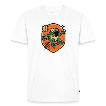 Badge Panic Frog - T-shirt Premium bio Homme - blanc - Devant - Nico (187cm)
