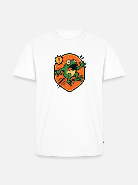 Panic Frog badge - Men's Premium Organic T-Shirt - white