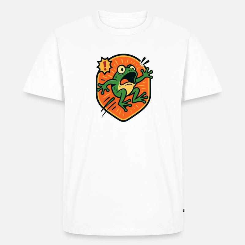 Panikfrosch-Abzeichen - Männer Premium Bio T-Shirt - Weiß