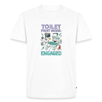 Toilet Fight Mode – Absurd Brainrot Design - Men's Premium Organic T-Shirt - white - Front - Nico (187cm)