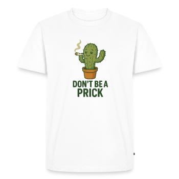 Cactus with Cigar – Saying - Men's Premium Organic T-Shirt - white - Front - Nico (187cm)