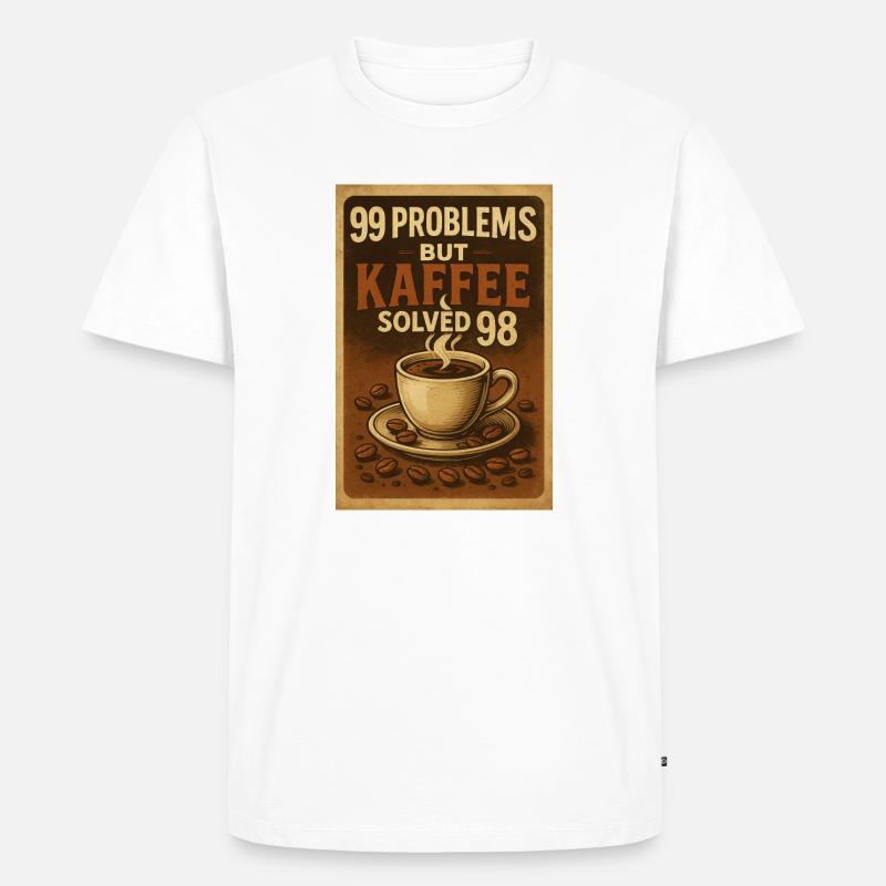 99 Problems – but Kaffee solved 98 - Männer Premium Bio T-Shirt - Weiß