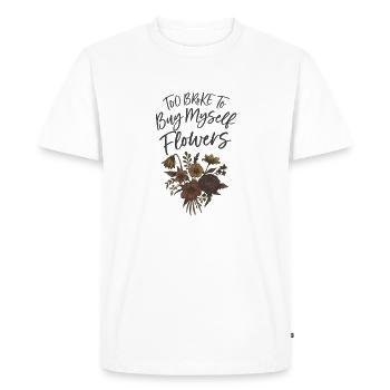 Trop fauché pour m’acheter des fleurs - T-shirt Premium bio Homme - blanc - Devant - Nico (187cm)