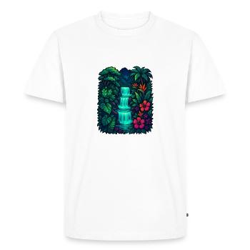Tropical Waterfall - Men's Premium Organic T-Shirt - white - Front - Nico (187cm)