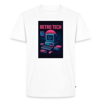 Graphiste informatique Retro Tech avec le sourire - T-shirt Premium bio Homme - blanc - Devant - Nico (187cm)