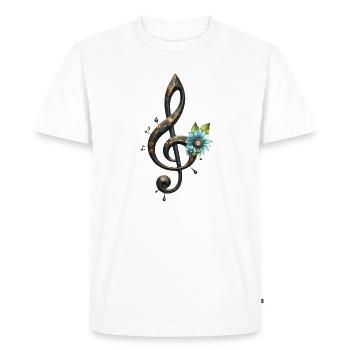 Clé mécanique et fleurs au rythme des horloges. - T-shirt Premium bio Homme - blanc - Devant - Nico (187cm)