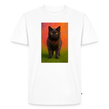 Chat de nuit avec explosion de couleurs en arrière-plan - T-shirt Premium bio Homme - blanc - Devant - Nico (187cm)