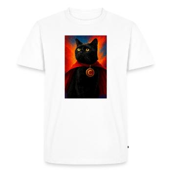 Superhero Cat with Gold Medallion - Men's Premium Organic T-Shirt - white - Front - Nico (187cm)