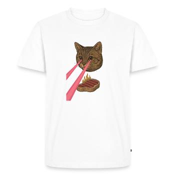Laser Cat - Men's Premium Organic T-Shirt - white - Front - Nico (187cm)