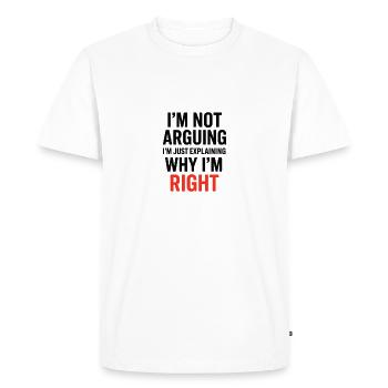 Je ne fais pas d’arguments Texte - T-shirt Premium bio Homme - blanc - Devant - Nico (187cm)