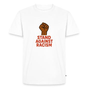 Empowering Fist with Anti-Racism Message - Men's Premium Organic T-Shirt - white - Front - Nico (187cm)