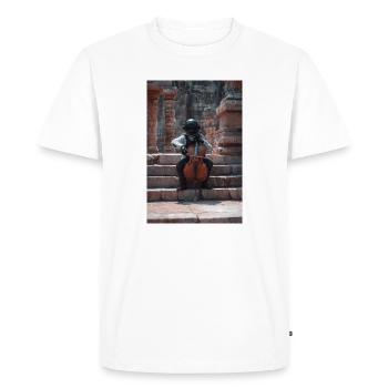 Cosmic Astronaut Playing Cello - Men's Premium Organic T-Shirt - white - Front - Nico (187cm)
