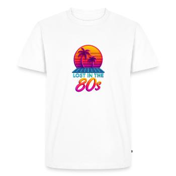 Neon 80s Retro Sunset - Men's Premium Organic T-Shirt - white - Front - Nico (187cm)