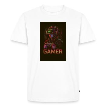 Neon Gamer Virtual Reality Image - Men's Premium Organic T-Shirt - white - Front - Nico (187cm)