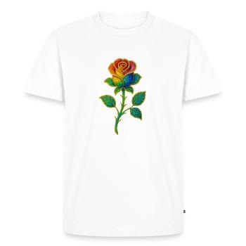 Motif rose pailleté arc-en-ciel - T-shirt Premium bio Homme - blanc - Devant - Nico (187cm)
