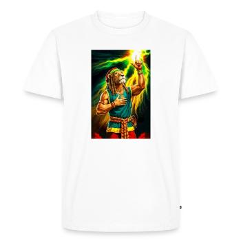 Lion humanoïde rastafari - T-shirt Premium bio Homme - blanc - Devant - Nico (187cm)