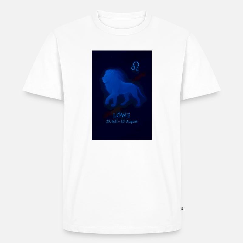 Löwe Sternzeichen 23.07. – 22.08. Neon Design  - Männer Premium Bio T-Shirt - Weiß
