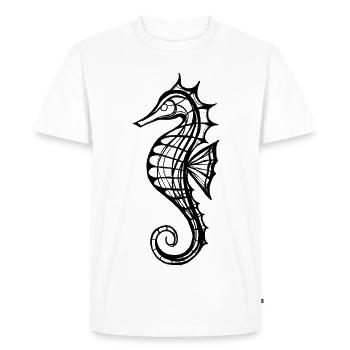 Seahorse – Line Art in Black and White - Men's Premium Organic T-Shirt - white - Front - Nico (187cm)