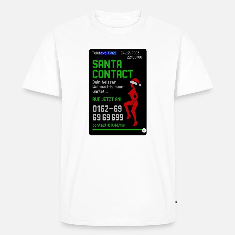 Weihnachtsmann Kontakt Witz Design - Männer Premium Bio T-Shirt - Weiß