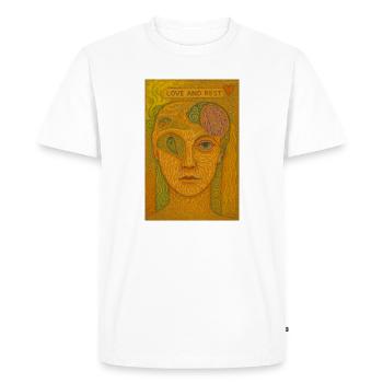 Amour et repos Portrait artistique - T-shirt Premium bio Homme - blanc - Devant - Nico (187cm)