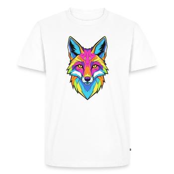 Colorful wolf portrait with geometric style - Men's Premium Organic T-Shirt - white - Front - Nico (187cm)