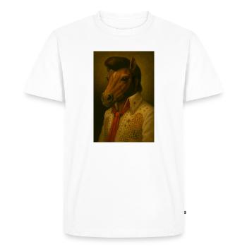 Tête de cheval en costume à paillettes - T-shirt Premium bio Homme - blanc - Devant - Nico (187cm)