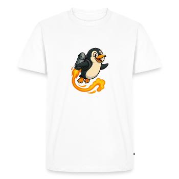 Playful Penguin Rocket Flight - Men's Premium Organic T-Shirt - white - Front - Nico (187cm)